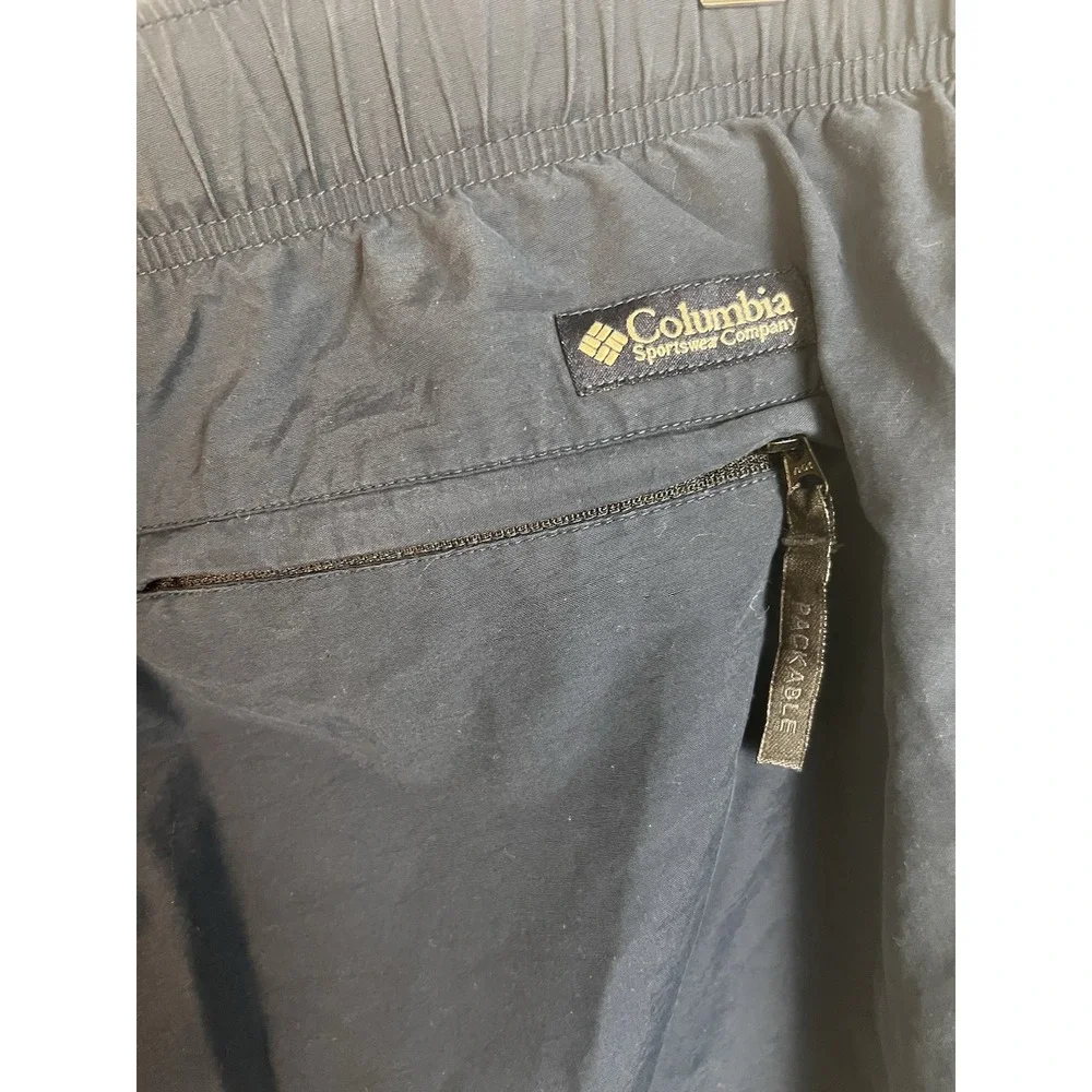 Columbia Mens Navy Blue Packable Cargo Shorts Elastic‎ Waist Belted Outdoor L